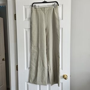 Sage Green High-Waisted Wide Leg Pants for Business Casual